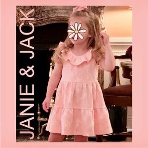 Janie & Jack Salmon-Pink Tiered Ruffle, Sleeveless Dress ~ Sz 3T